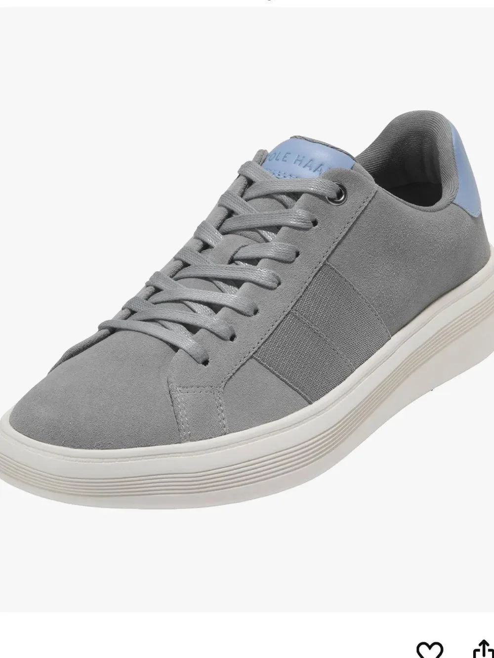 Cole Haan Men’s Crosscourt Premier sneaker in sea stone suede/faded denim 10.5